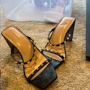 Black Studded Women's Heels